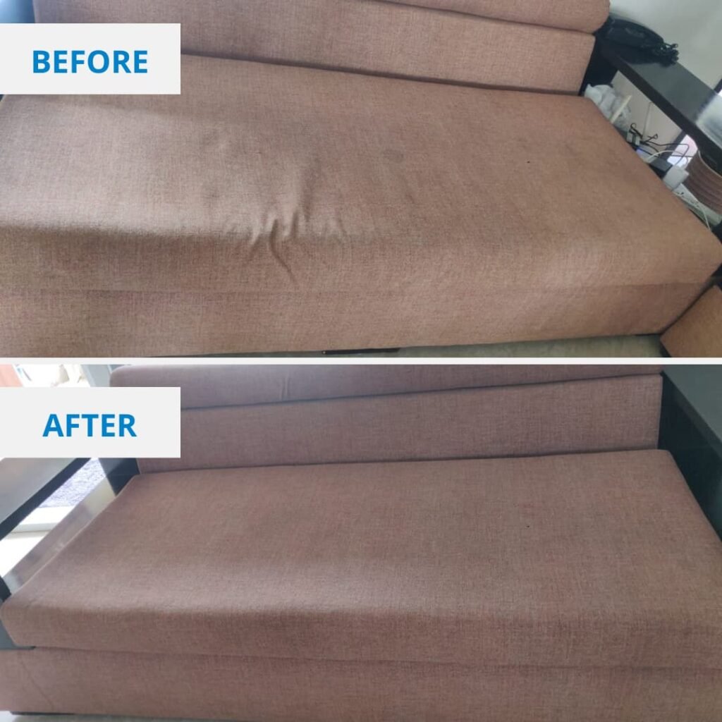Sofa cleaning before and after result
