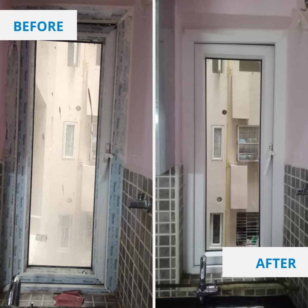 Window cleaning before and after result