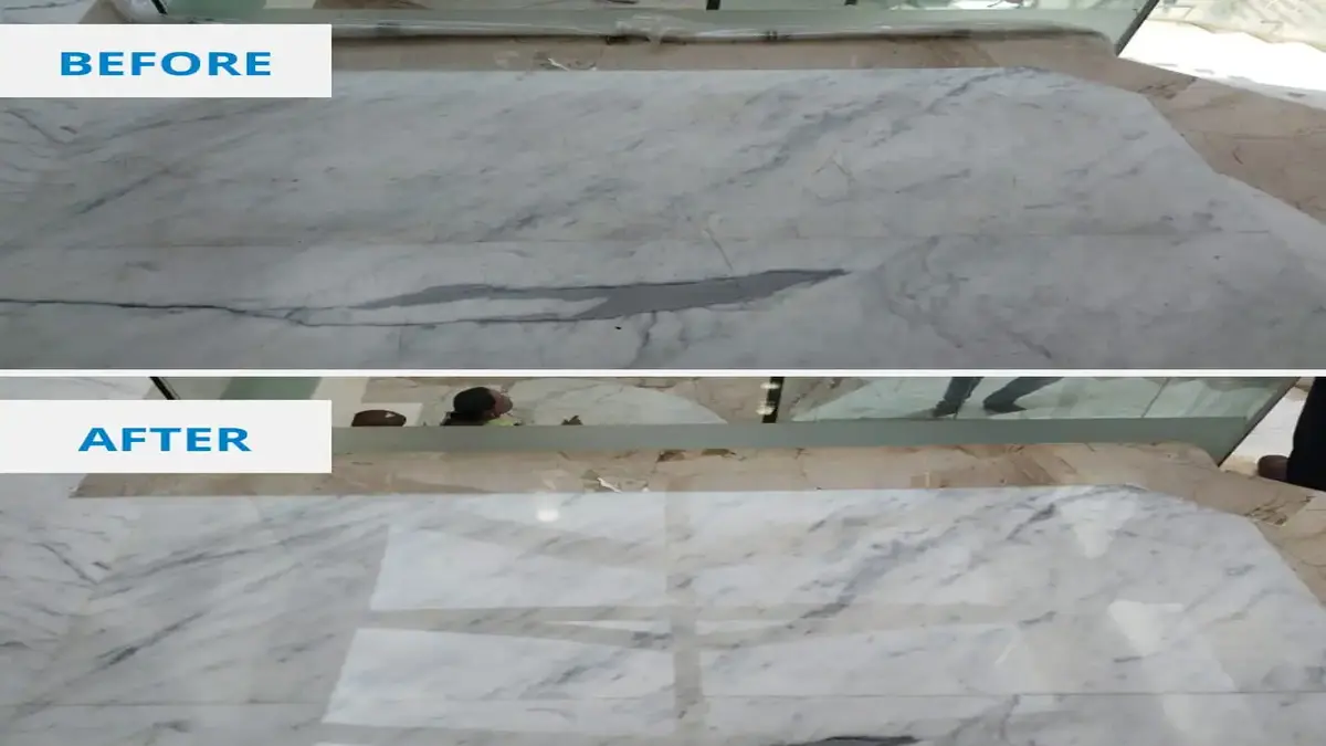 Marble polishing before and after result
