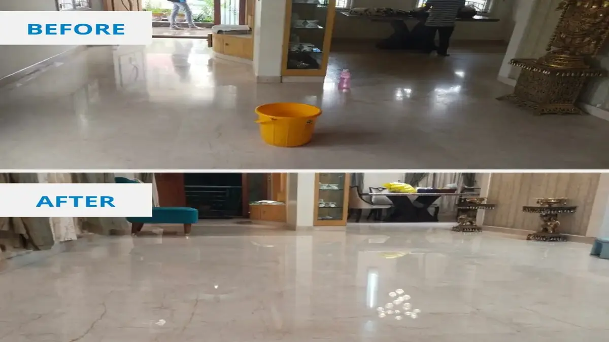 Marble polishing floor restoration result