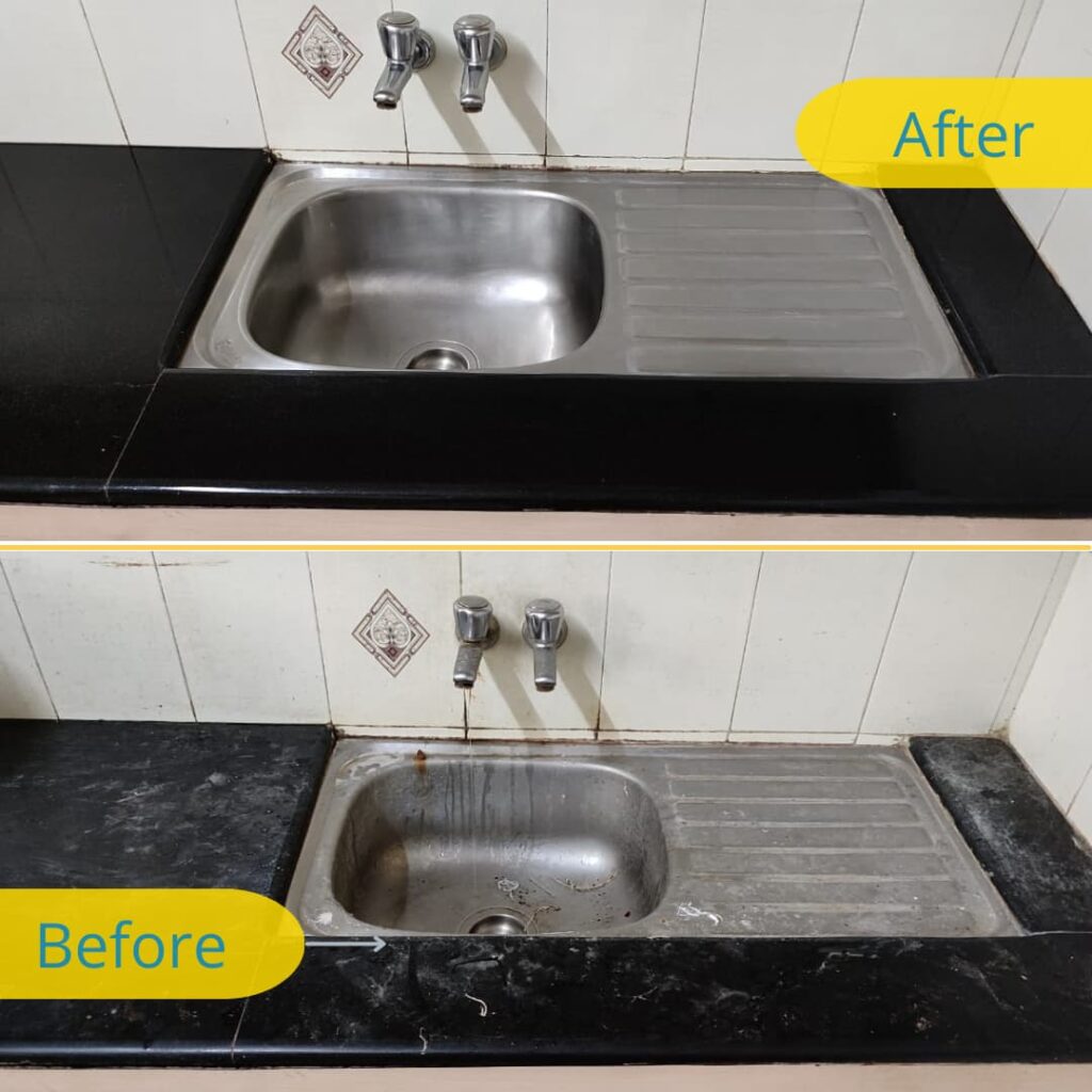Clean fanatics Kitchen Sink cleaning Before & after