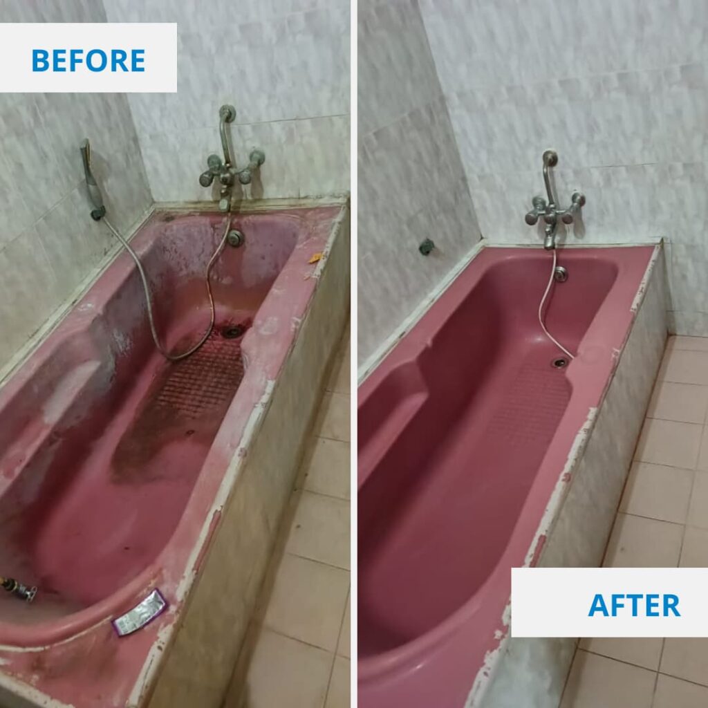 Bathtub Cleaning Before and After By Clean Fanatics