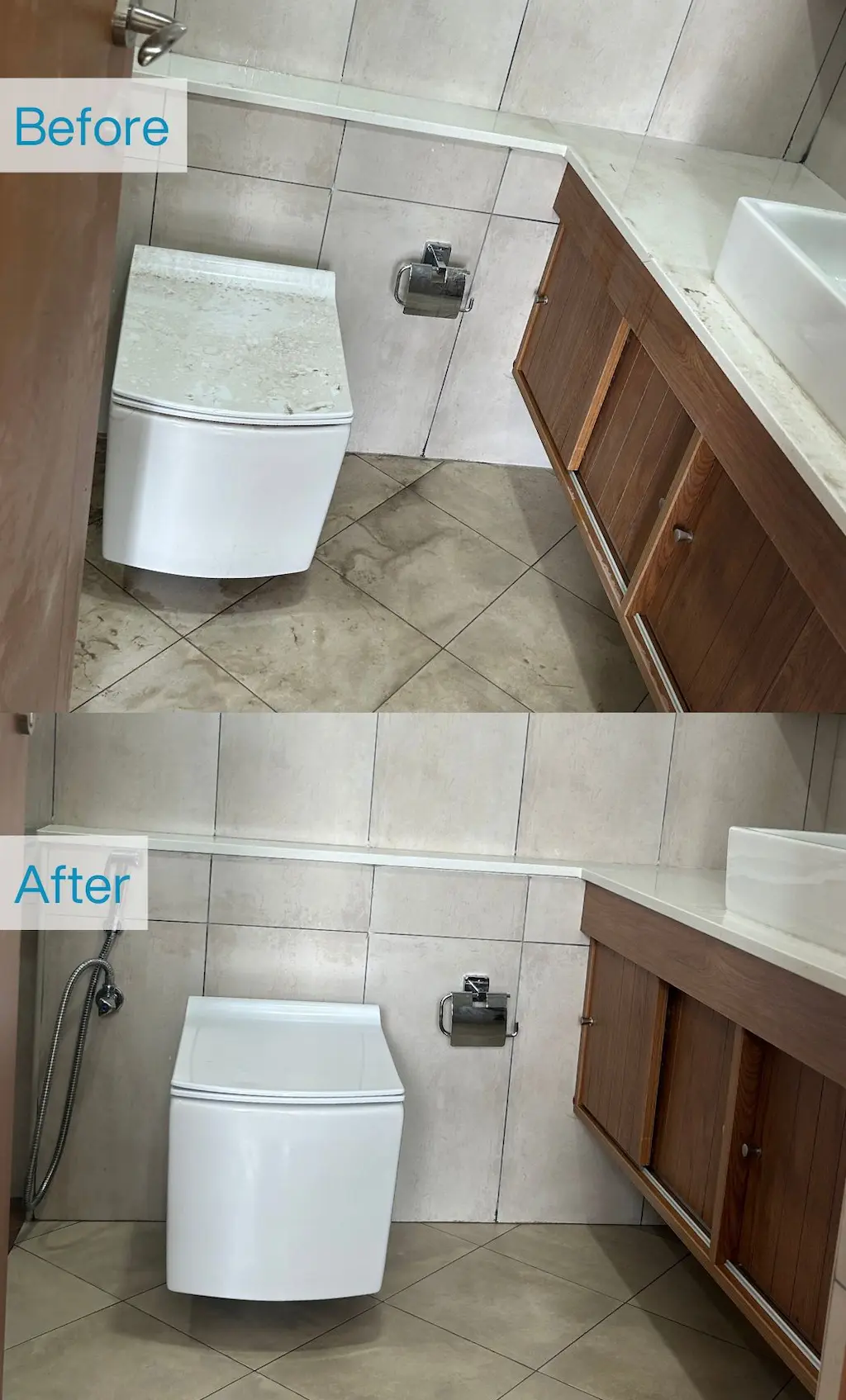 Before & After Bathroom Cleaning Service
