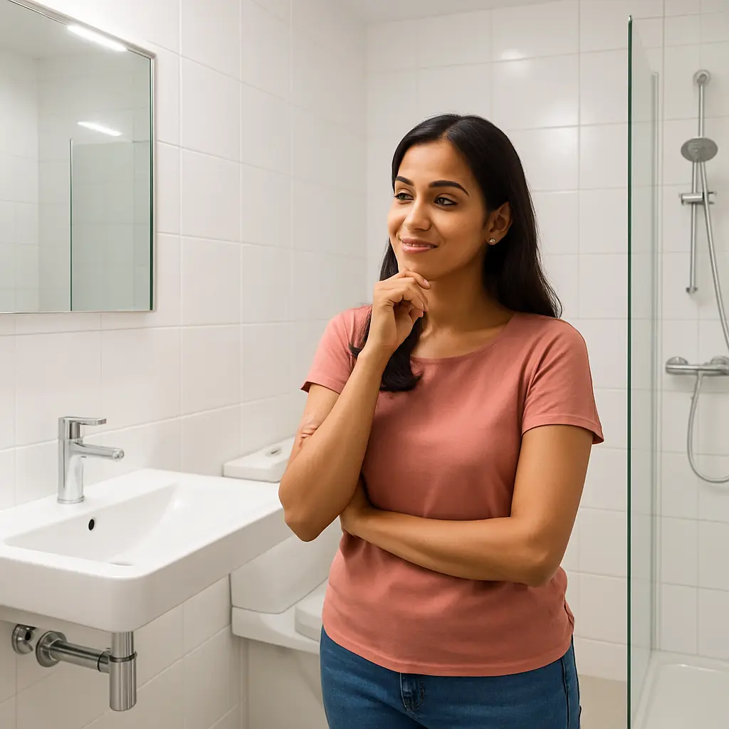 inspecting bathroom before Signing Off